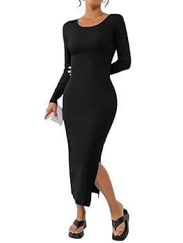 新品【即日発送】bicolor slit sleeve dress LXXWMxBH long sleeve dresses for women 2024 Cutout Front