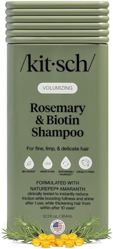 Kitsch Volumizing Rosemary & Biotin Liquid Shampoo for Hair Growth Shampoo for Women & Men Boosts Fullness & Shine After 1 Use Clean Bio-Based Hair Care Color-Safe Made in USA 12.3 oz