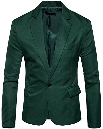 Men's Long Sleeves Peak Lapel Collar One Button Slim Fit Sport Coat Blazer4