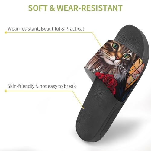 Cat Rose Glass Window Slippers for Men Wormen Shower Bathroom Slipper Indoor Beach Non Slip Sandal3