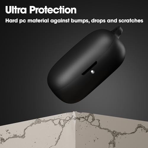 Image of Sounce Earphone Case Cover Compatible for Boult Audio Z20, Soft Silicone Skin Case Cover Shock-Absorbing Protective Case with Keychain [Front LED Visible] - Black