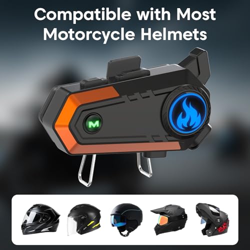 Image of Sounce Jarvis Ride-X Bluetooth Motorcycle Helmet Headset with 50mm Wireless Speakers Dual Rider Intercom 600m Range Music Sharing Voice Control 1000mAh Battery IPX6 Waterproof for All Helmets (Black)