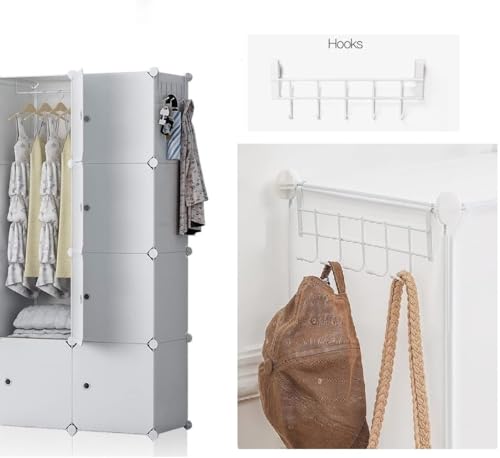 Image of Sunderlook Plastic Wardrobe for Kids Clothes - Professional Collapsible Wardrobe, Easy to Use Foldable Almirah, Plastic Cupboard for Kids for Home (White-J4, 8 Door)