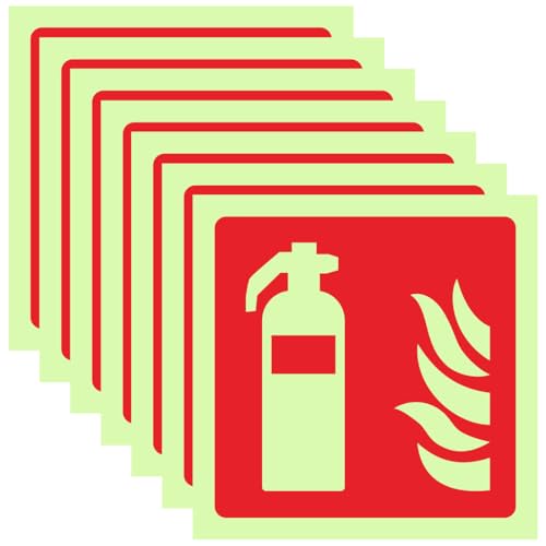 OPVYAEU 7 Piezas Señal Extintor PVC Autoadhesivo, cartel extintor homologado 2026, Señal Fotoluminiscente Extintor para Exterior e Interior Señalde Protección Contra Incendios 100mm x 100mm