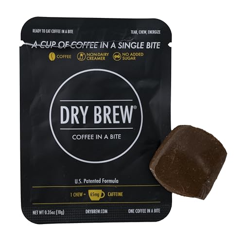 Dry Brew Coffee in a Bite Chewy Ready to Eat 65mg Caffeine each Non-dairy Creamer - 15 Bites