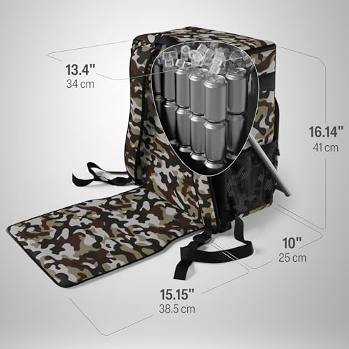 Insulated Backpack Cooler with Foldable Seat - 40 Cans, 24 Hour Cooling, Breathable Straps, Lightweight Leak Proof Liner, Portable Cooler Backpack Bag for Men Women Beach Travel Camping Picnic Hiking by Everlasting Comfort - Image 5