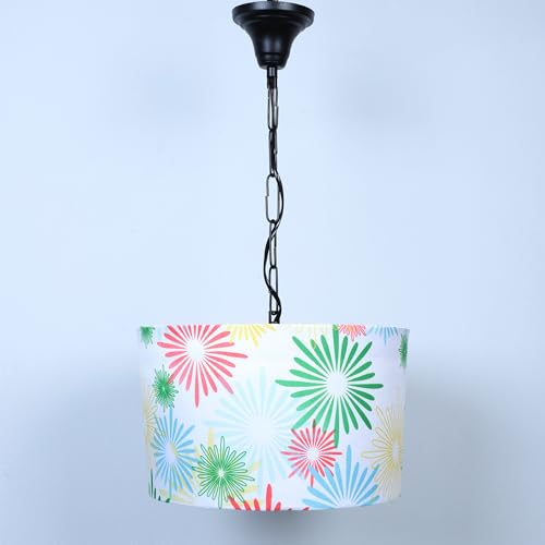 Image of Tu Casa Floral Print Fabric Glow Pendent Light Hanging Lamp For Bedroom, Living Room, Lounge, Office, Gifting Area Without Bulb For Home Decoration (Height - 20 inch)