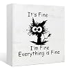 Funny Office Desk Decor Black Cat Its Fine Wood Box Sign Home Office WallTabletop Shelf Decor 5×5 Inch Coworker Gift
