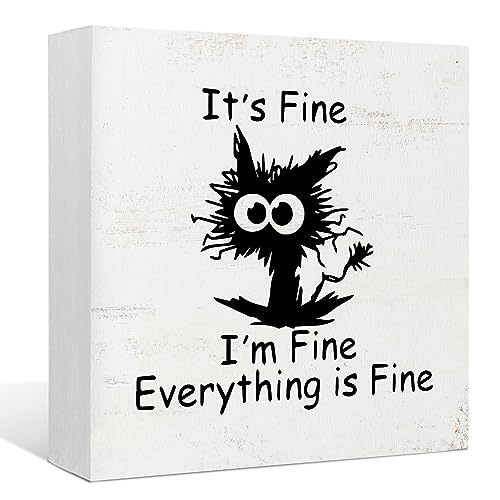 Funny-Office-Desk-Decor-Black-Cat-Its-Fine-Wood-Box-Sign-Home-Office-WallTabletop-Shelf-Decor-5x5-Inch-Coworker-Gift Funny Office Desk Decor Black Cat Its Fine Wood Box Sign Home Office WallTabletop Shelf Decor 5×5 Inch Coworker Gift