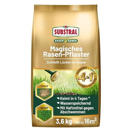 Substral Magisches Rasen-Pflaster, 4in1 Rasenreparatur Rasensamen + Premium Keimsubstrat + Dünger und Haftmittel, 3,6 kg