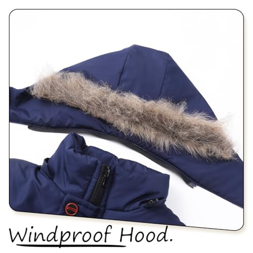 Little Boys Fleece Lined Winter Jacket Coat with Hood Long Fur Puffer Outerwear3