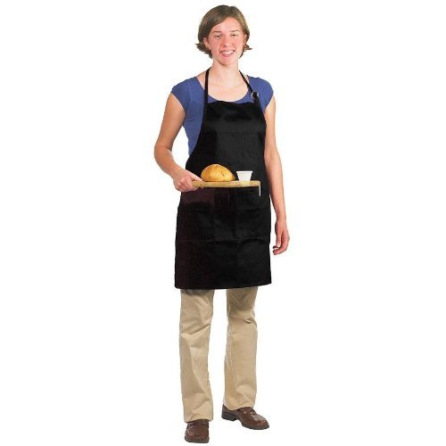 Chef renacimiento 601bao-3 Poly algodón Gourmet Profesional completo longitud babero Delantal con bolsillo de 3 compartimentos, 30 por 28 (, Negro