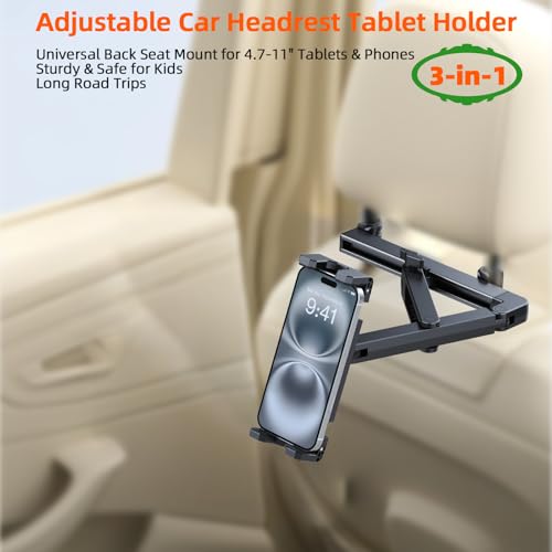 Soporte telescópico de tablet para coche con base triangular ajustable de silicona 2