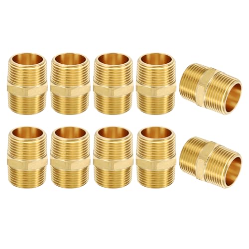 Acoplamientos de latón 3/4" NPT macho hexagonal PATIKIL para tubos de aire, aceite y gas 2