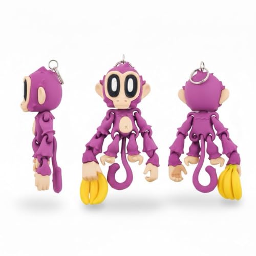 VOLITO Anime Character 3D Monkey Keychain, Cute Cartoon Action Figure Key Ring, Kawaii Anime Style Bag Charm for Keys Backpack Purse, Durable PVC Collectible Gift for Kids Teens (Medium 9CM)