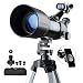ESSLNB Telescopes for Adults Astronomy Beginners Kids 400X80mm with 10X Smartphone Adapter Adjustable Tripod Case and Moon Filter Erect-Image Diagonal Prism