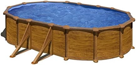 Raised Steel Swimming Pool, Oval with Wood Look – Removable Garde...