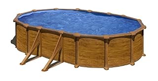 Gre Mauritius piscine acier ovale 610 cm imitation bois