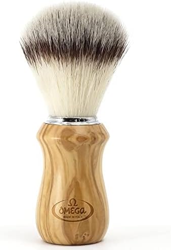 Omega =Hi Synthetic Hair Shaving Brush Olive Wood, one size, Estándar