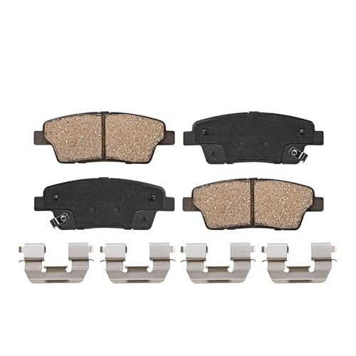 Image of Detroit Axle - Rear Brake Kit for 2010-2017 Hyundai Genesis Kia K900 Genesis G80, 2011 2012 2013 2014 2015 2016 Drilled and Slotted Disc Brake Rotors Ceramic Brakes Pads Replacement: 12.36 inch inch Rotor