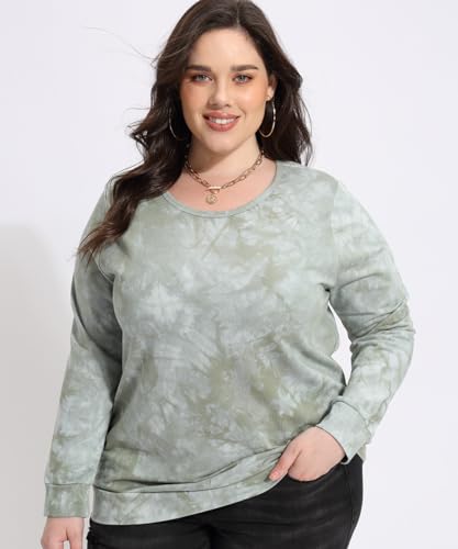 Image of CARCOS Plus Size Tops for Women Long Sleeve Raglan V Neck T Shirts Tunic Fall Blouse Xl-5Xl 14W -28W