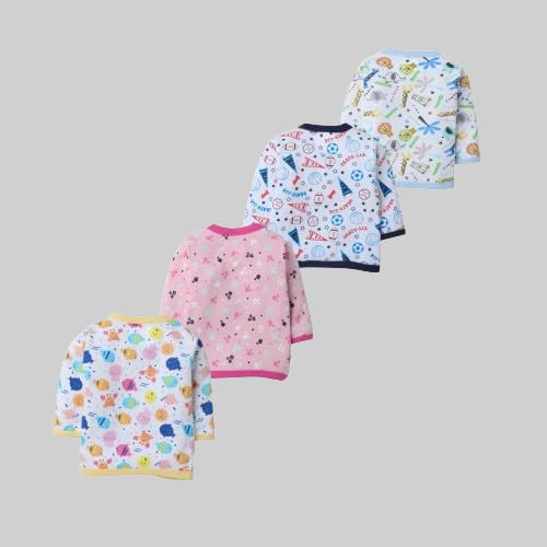 Image of Baby Boys' & Baby Girls' T-Shirt Hosiery Cotton Clothing Full Sleeve Jhabla /Vest Front Open T- Shirt with Snap Buttons