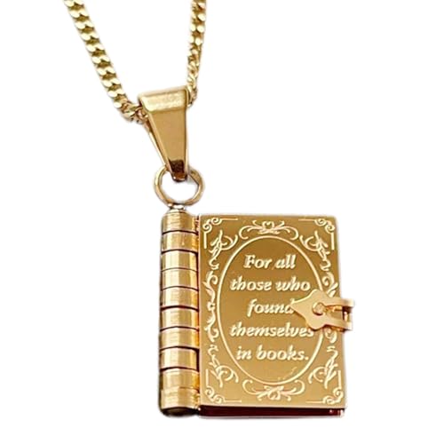 Humdcdy Collar con dije de libro, collar con colgante de libro