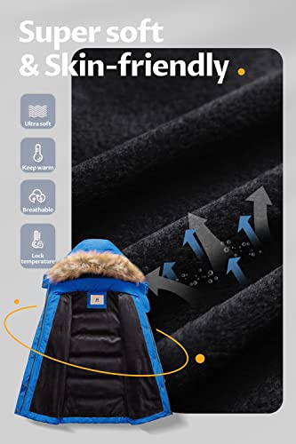 Creatmo Us Girl's Long Winter Coat Parka Soft Fleece Line Hooded Quilted Puffer Jacket Children Raincoats Blue 10/12 #TOP2