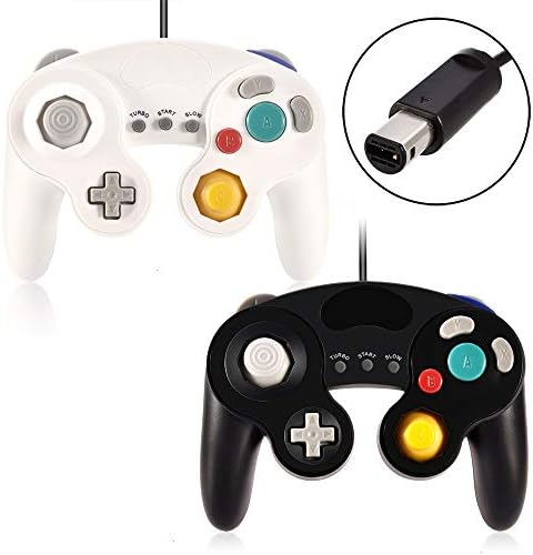 VOYEE Gamecube Controller - 2 Pack Classic Wired Controllers Gamepad for Nintendo Wii Gamecube (Black & White)