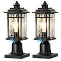DASTOR 2 Pack Outdoor Post Lights, Dusk to Dawn Outdoor Lamp Post Light Fixture with Pier Mount Base, Waterproof Aluminum Post Lantern for Garden Patio Pathway