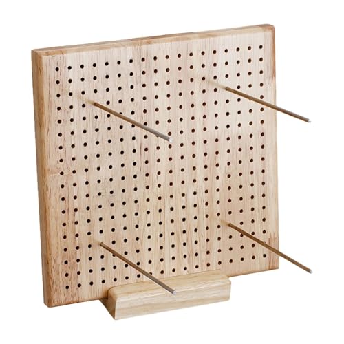 Tablero de madera para tejer sin bordes enrollados usando alfileres para crochet 2