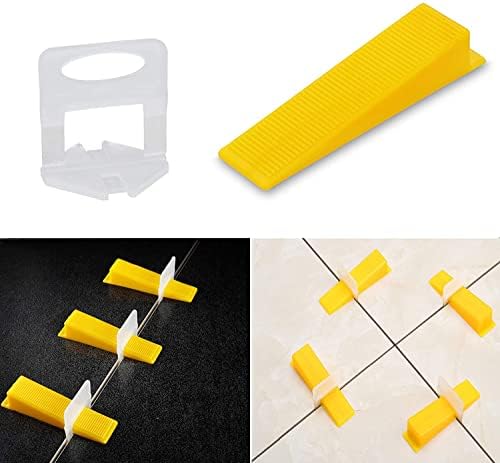 Tile Leveling System Tiles Leveler Spacers - Lippage free tile and stone installation for PRO and DIY - 300-Piece Leveling Spacer Clips Plus 100-Piece Reusable Wedges (1/12 Inch tile spacers)
