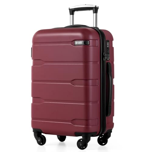 Image of COOLIFE Luggage Expandable(only 28 inch) Suitcase PC+ABS Spinner Built-in TSA Lock 20in 24in 28in Carry on (Radiant Pink, S(20in Carry on))