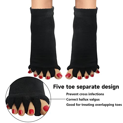 Klmnop Women Toe Separator Socks Yoga Sports GYM Foot Alignment Pain Massage Toeless Socks 1 Pair3
