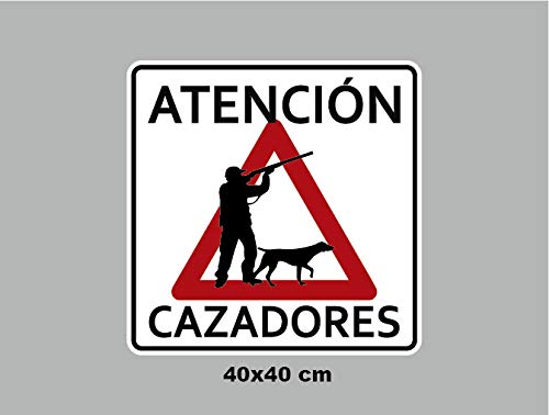 Oedim Pack 10 Señal de Atencion Cazadores | 40x40cm | Finca Privada, Coto Privado, Caza Activa | Señaletica en Material Aluminio Blanco Resistente de 3mm | Duradera y Económica