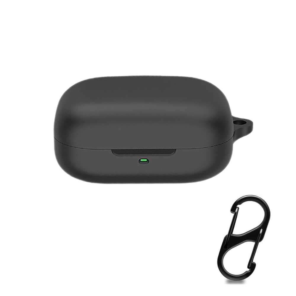 Soft Silicone Case Compatible with Motorola Moto Buds/Buds+ Wireless Earbuds, Full-Body Protection Cover with Anti-Lost Keychain (Black)