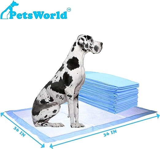 PETSWORLD-Giant-Potty-Pads-for-Dogs-Odor-Eliminating-36-x-36-140-Count-Pee-Pads-for-Pets-Gigantic-Great-Dane-Pads-5-Layer-Ultra-Absorbent-Technology-Leak-Proof-Training-Pads PETSWORLD Giant Potty Pads for Dogs Odor Eliminating 36 x 36 140 Count Pee Pads for Pets Gigantic Great Dane Pads 5 Layer Ultra Absorbent Technology Leak Proof Training Pads