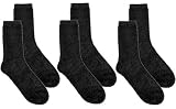 3 Pairs Premium Microfiber Mid-Calf Socks -Velvet Soft Stretch Breathable Sweat Wicking, black, blac