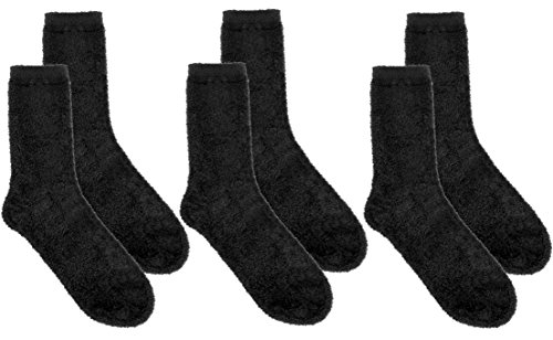 3 Pairs Premium Microfiber Mid-Calf Socks -Velvet Soft Stretch Breathable Sweat Wicking, Black, Black, Black #TOP1