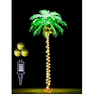 6FT LED Lighted Palm Tree with Coconuts Outdoor Artificial Palm Tree Tropical Palm Tree Lights for Patio Pool Hawaiian…