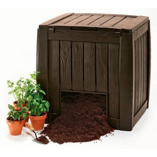 Keter Deco 231600 - Contenedor para compostaje exterior con base, color marrón