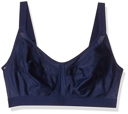 Image of Triumph Triaction Women's Sports Bra Wireless Non Padded Support Bra Breathable Mesh High Coverage Gym Bralette Cross Back Stretchable Activewear Solid Design Deep Water 40D Pack of 1 Blue
