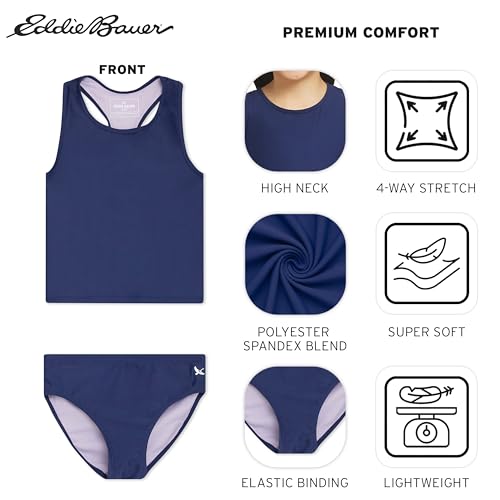 Image of Eddie Bauer Girls' UPF 50+ Swim Bikini Bottom and Racerback Tankini Set