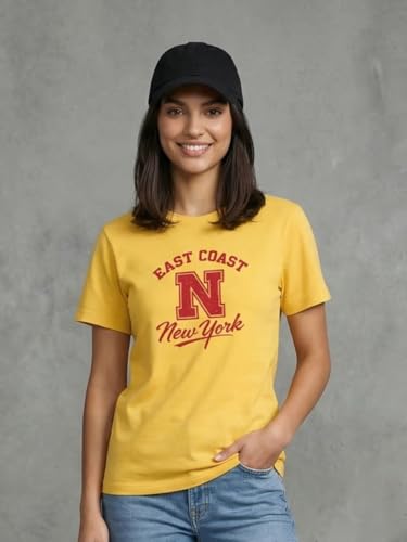 Image of NOBERO 100% Cotton T-Shirts for Women Stylish | Regular Fit | Graphic Printed T Shirts for Women 180 GSM Combed Cotton | Crew Neck Half Sleeve