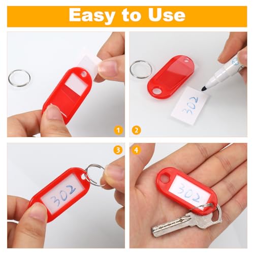 JIANTA 100 Pack Key Tags with Labels, Plastic Key Rings with Labels, Pets Memory Stick ID Label Tag Luggage Id Labels Name Tags Id Tags Key Fobs with Labels - Image 4