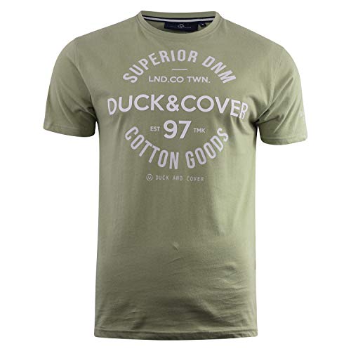 Duck and Cover - Camiseta para Hombre con Cuello Redondo Marrón Té. XXL