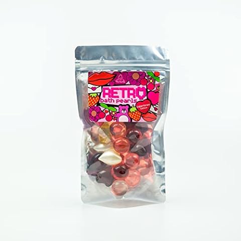 Retro 90's Bath Pearls Jumbo Bag of 30 - Valentines Edition. Mixed Heart and Round Bath Pearls. Rose, Strawberry, Cherry, Vanilla, Lychee and Lotus Scented. Ideal Valentines Gift.… Cover