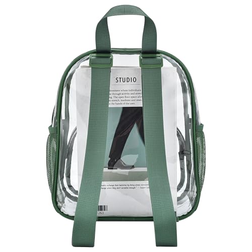 Image of Busiuw Forest Green Clear Backpack 12x12x6 with Front Pocket for Concert Sport Fashion Women Backpack Events Work Travel