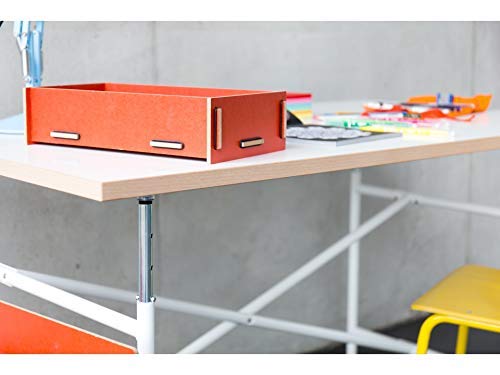 Modulor Kinder-Rollcontainer aus beschichtetem MDF, Schreibtisch Rollschrank (BxHxT: 38 x 49 x 34 cm) mit Zwei Schubladen und DREI Fächern, weiß