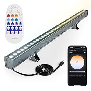 Smart Wall Washer Lights 72W 9600lm Dimmable 2700K-6500K LED Bar Light APP & Remote Control for Outdoor, Work with Alexa/Google Assistant